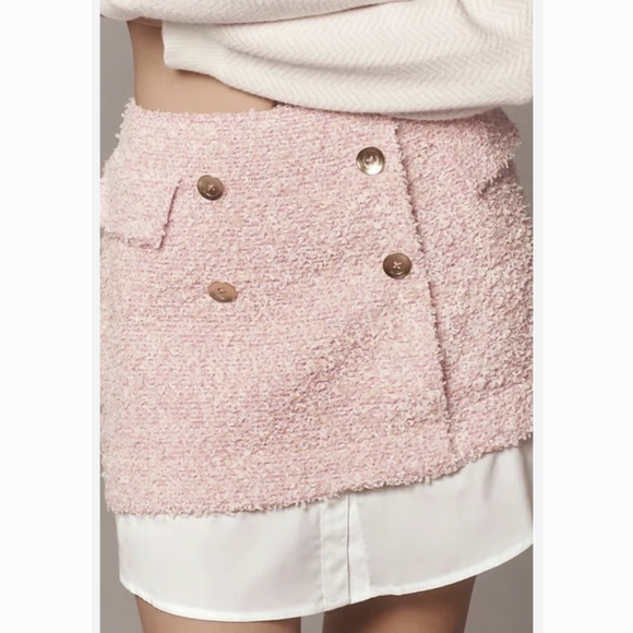 Anthropologie Blush Tweed Mini Skirt - Picture 5 of 14